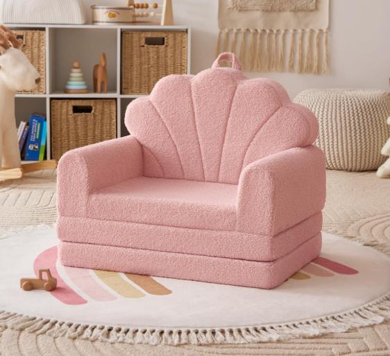 Soft And Cozy 2-In-1 Shell-Pink Children's Sofa